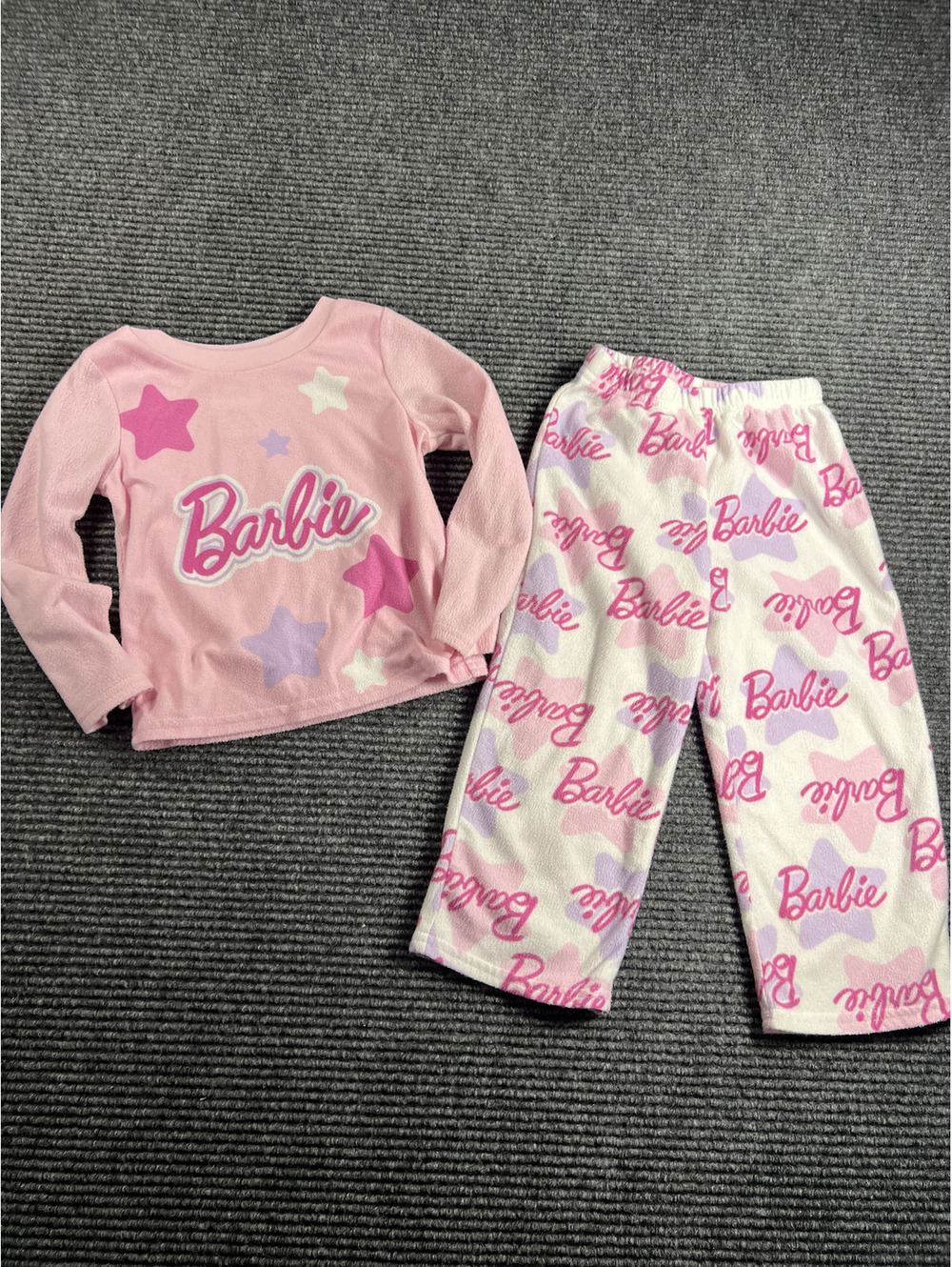 Barbie 2-Piece Pink Fleece Pajama Set for Toddler Girls, Size 3T